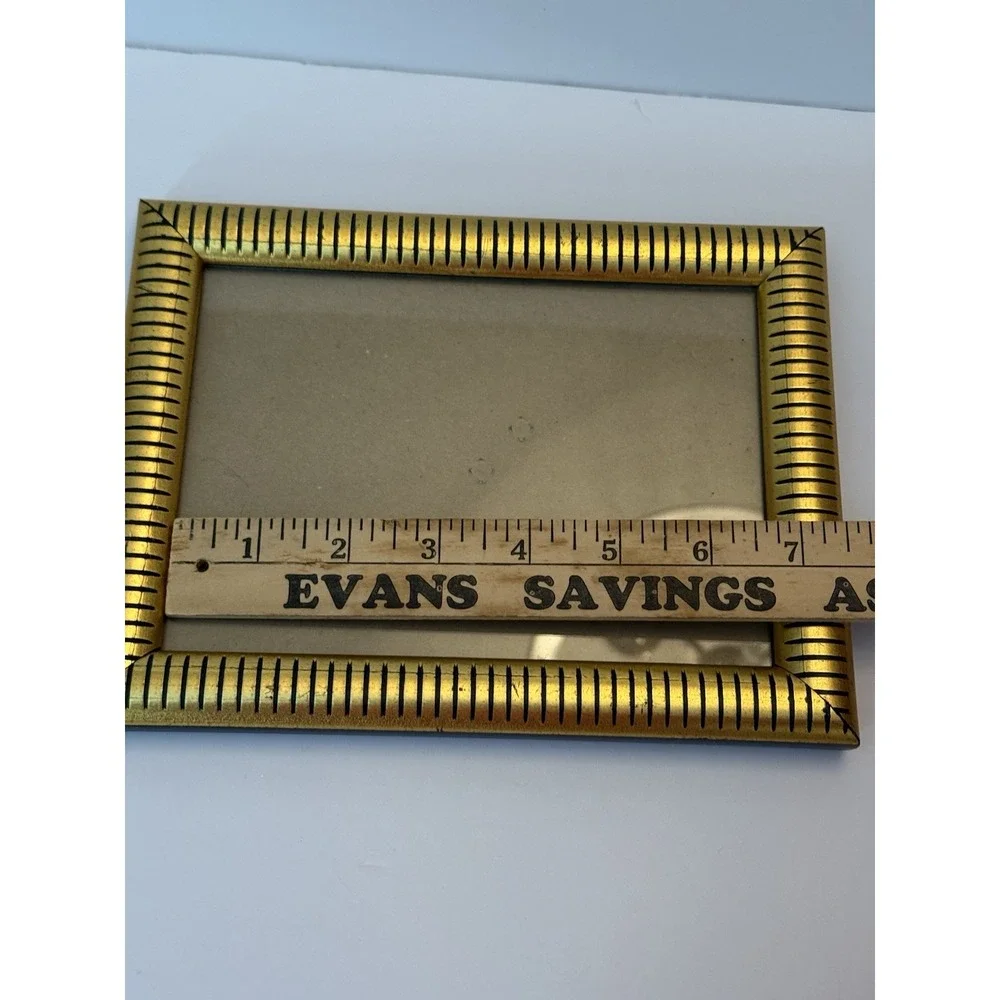 Vintage Gold Wood Picture Frame 5x7 Horizontal Vertical Striped‎ Design Retro